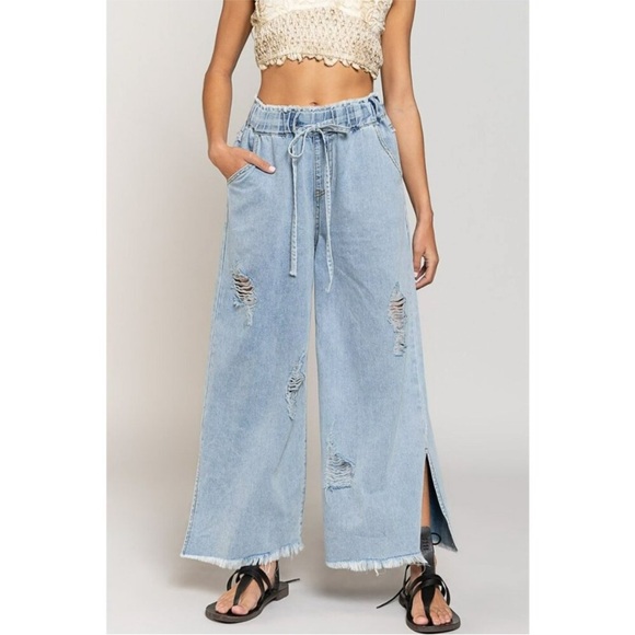 POL Denim - POL Wide Leg Distressed Denim Jeans Size Small